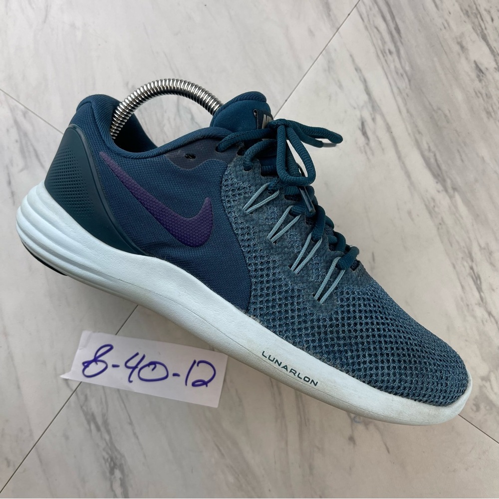 •Nike Lunar Apparent Women's Size 8 Blue Lace Up Running Shoes 908998-400